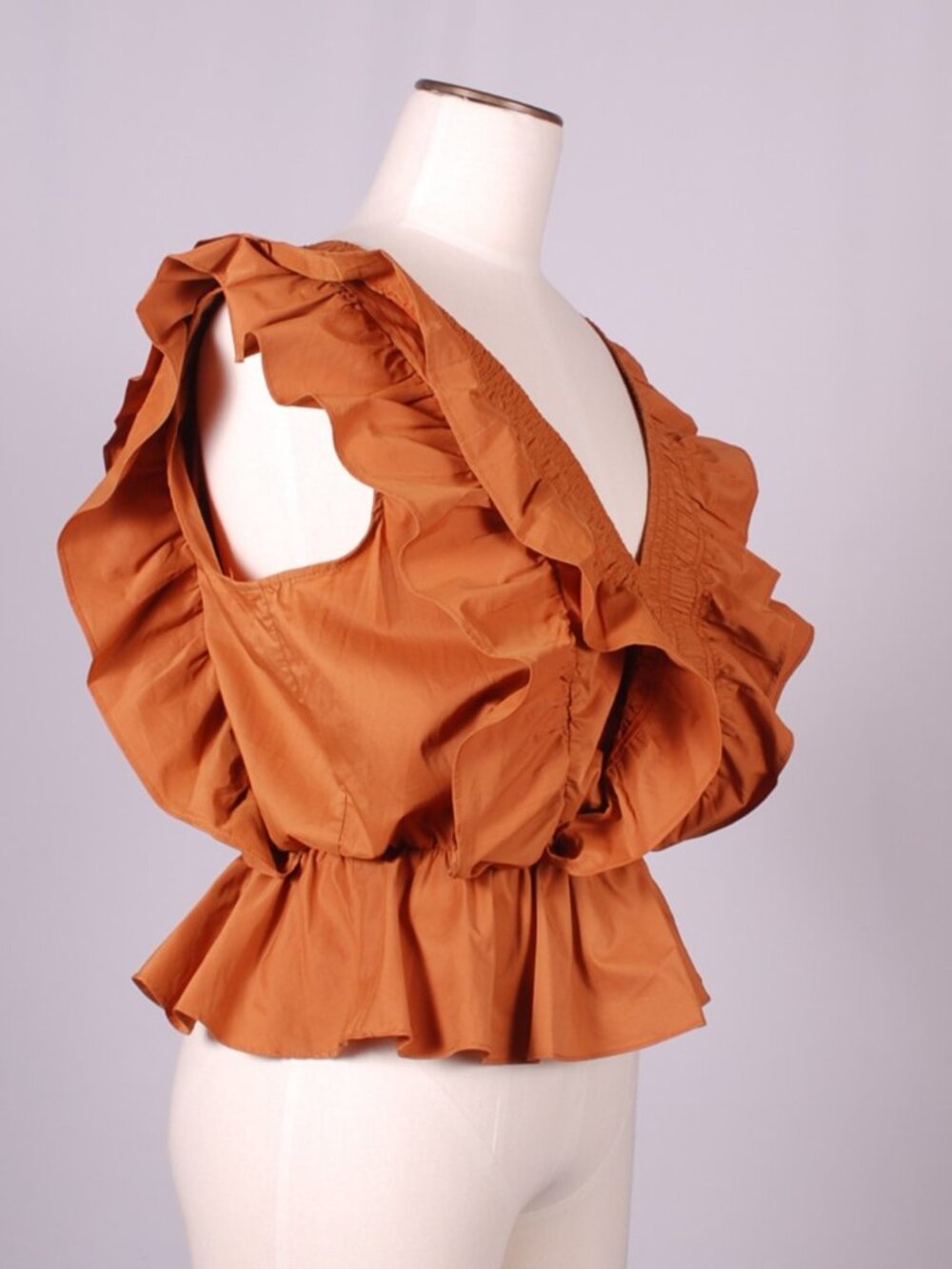 NWOT Strut & Bolt Bolt Orange Ruffle Sleeve Blouse, Sz - M - Picture 3 of 7